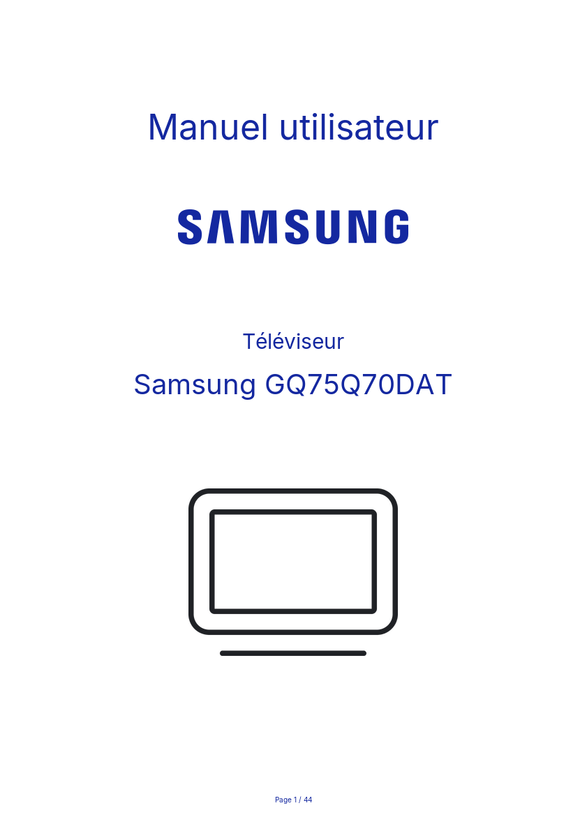 Page n°1 - Manuel utilisateur Samsung GQ75Q70DAT