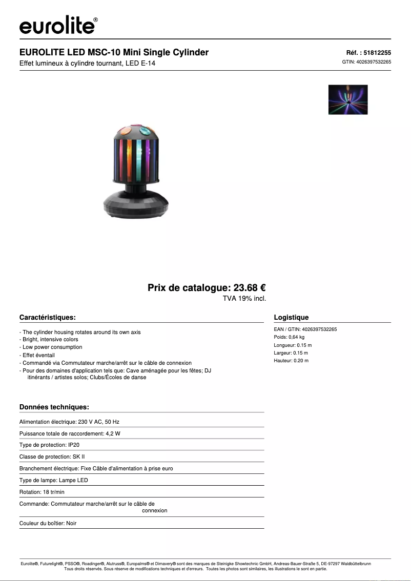 Página 1 del manual Ficha técnica Eurolite LED MSC-10