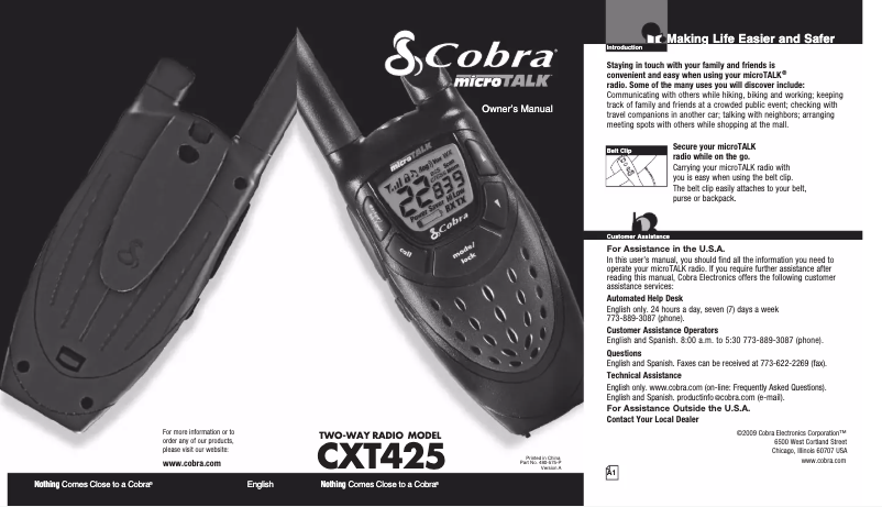 First page image of the manual for CXT425