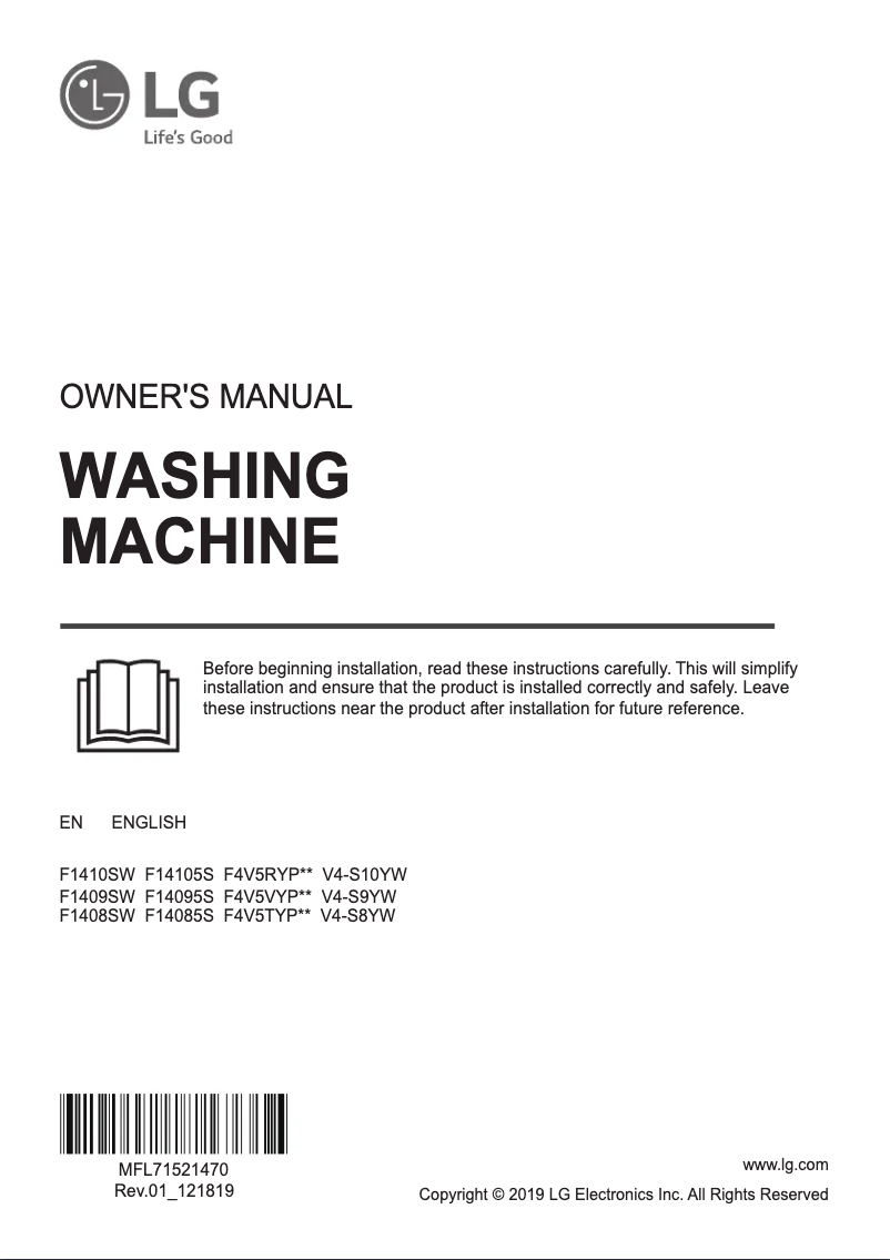 Page 1 de la notice Manuel utilisateur LG F1409SW