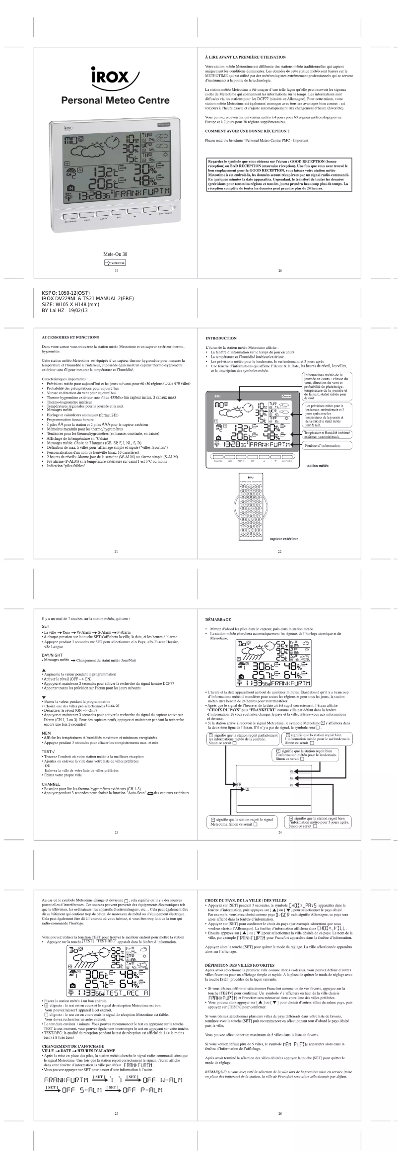 Page 1 de la notice Manuel utilisateur Irox METE-ON38
