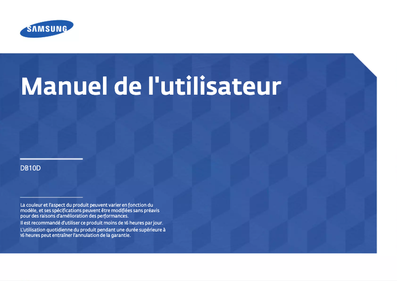 Image de la première page du manuel de l'appareil DB10D
