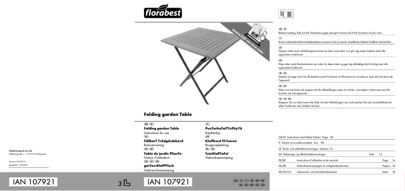 Page n°1 - Manuel utilisateur Florabest KT-2070