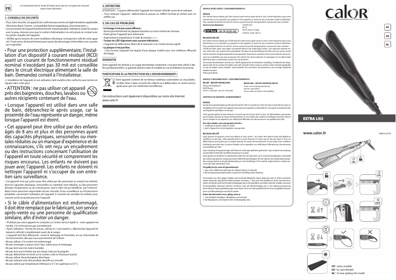 Page 1 de la notice Manuel utilisateur Calor SF4122C0