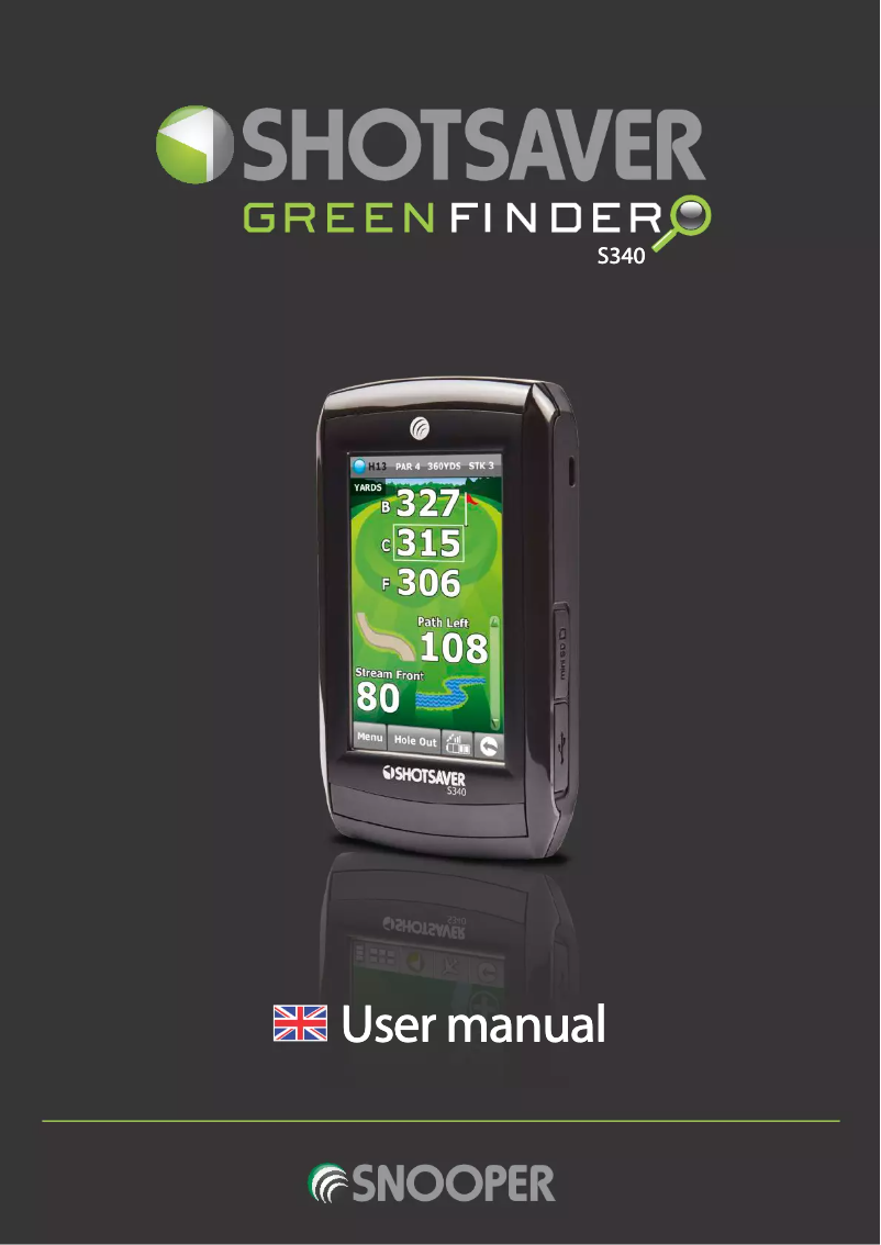 Page 1 de la notice Manuel utilisateur Snooper S340 Shotsaver Greenfinder