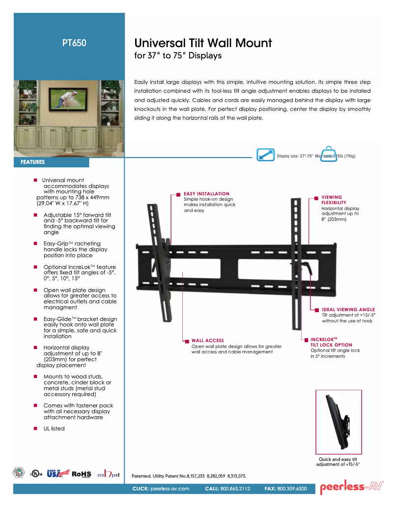 Page n°1 - Manuel utilisateur Peerless-AV PT650