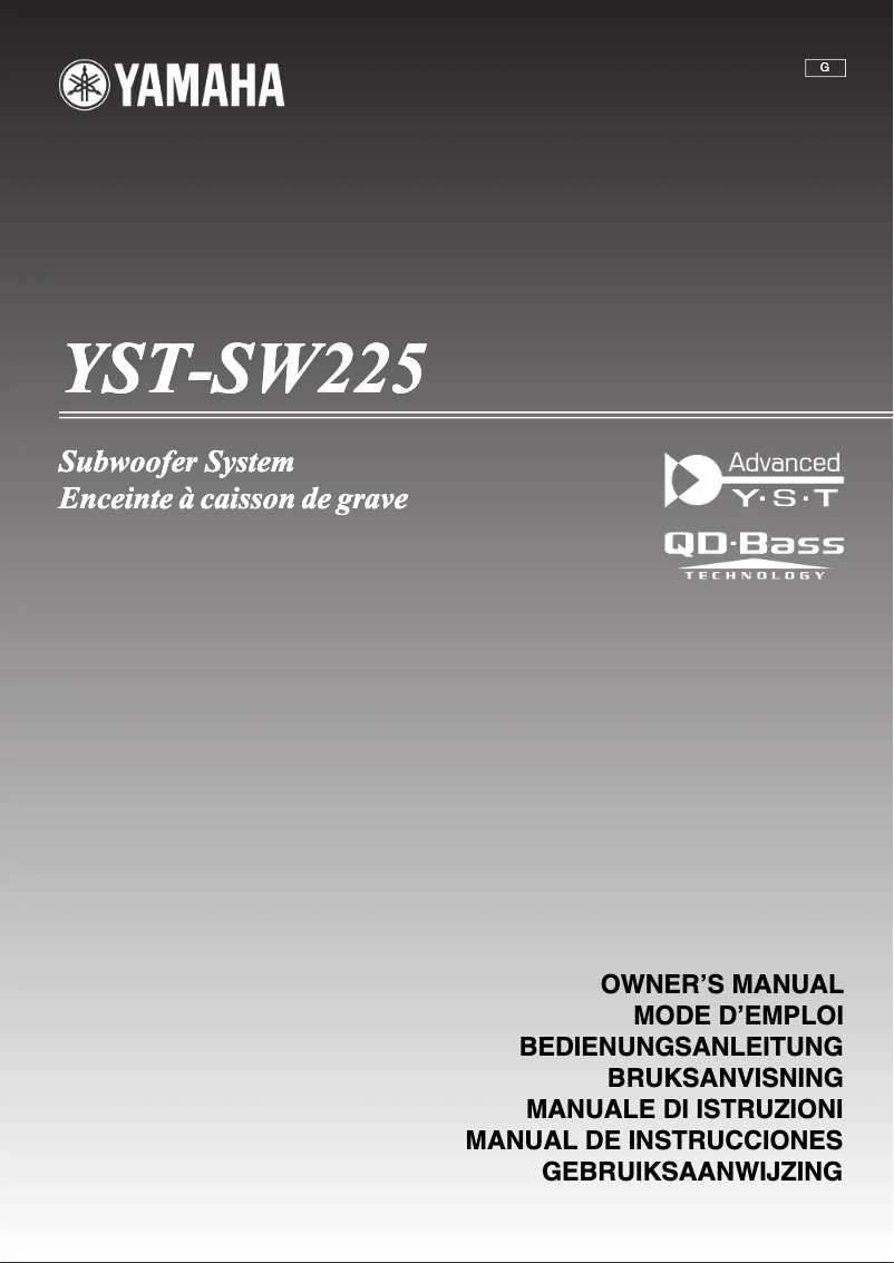 Page 1 de la notice Manuel utilisateur Yamaha YST-SW225