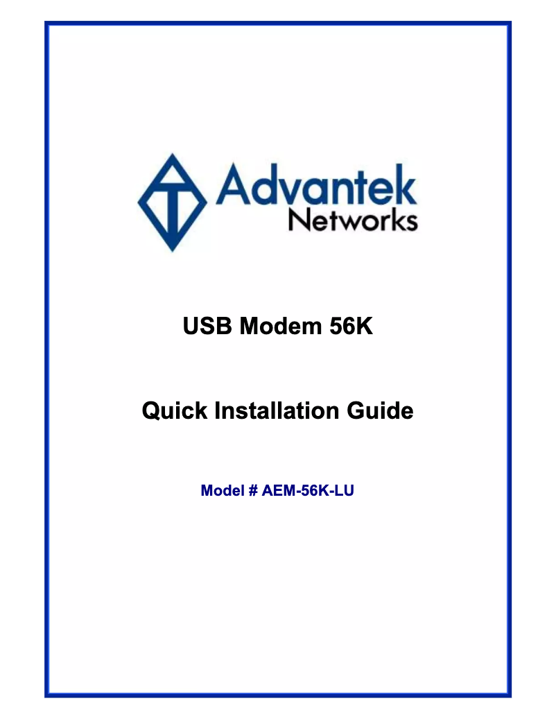 Page 1 de la notice Manuel utilisateur Advantek Networks AEM-56K-LU