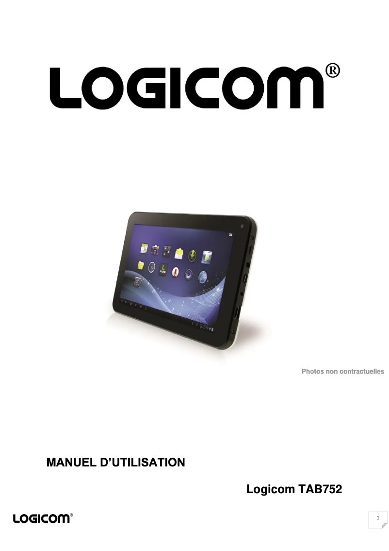 Page n°1 - Manuel utilisateur Logicom TAB 752