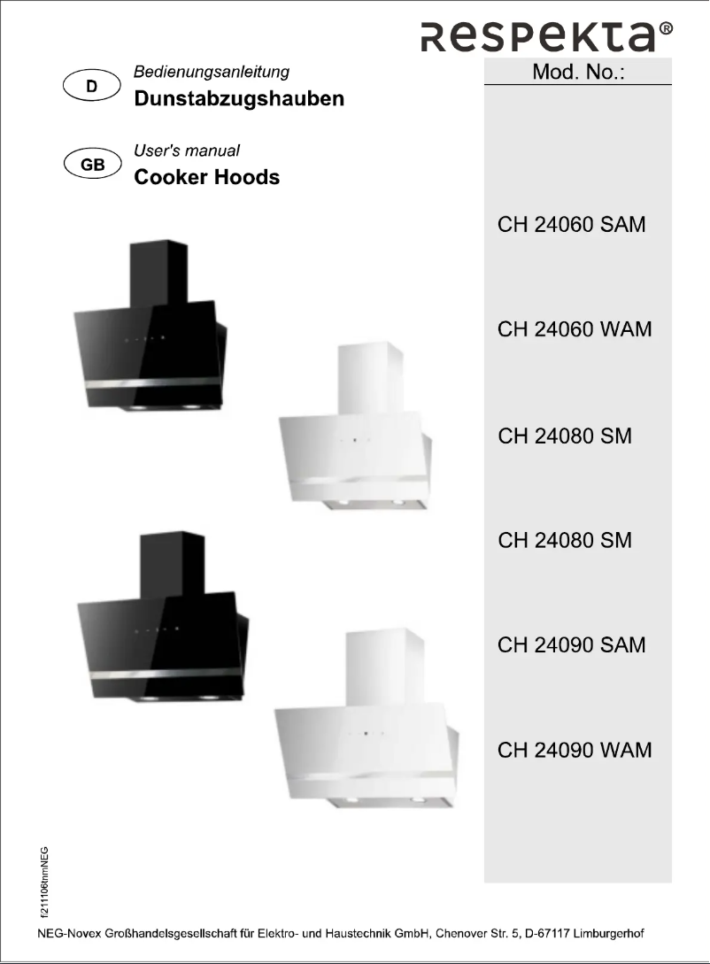 Page 1 de la notice Manuel utilisateur Respekta Celia CH24080WM