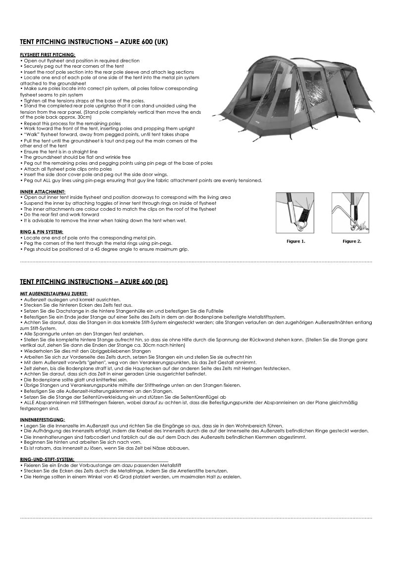 Page 1 de la notice Manuel utilisateur Vango Azure V 600