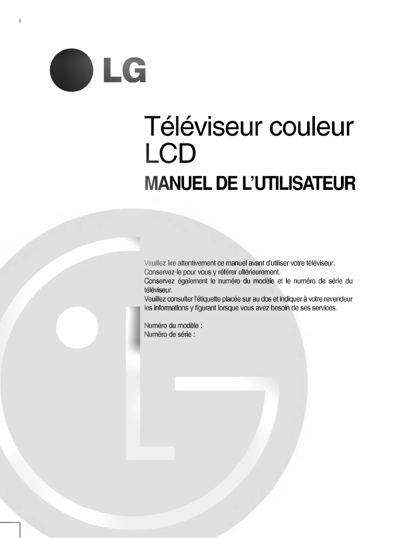 Page 1 de la notice Manuel utilisateur LG RZ-37LZ30