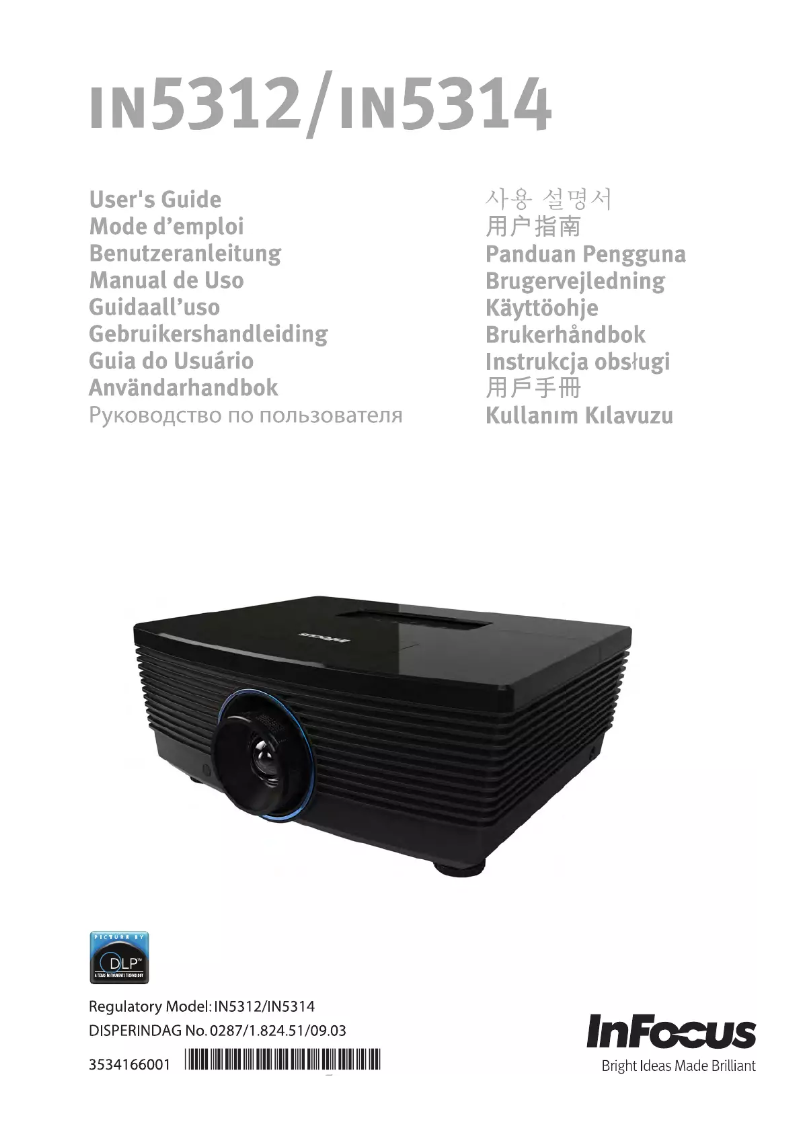 Image de la première page du manuel de l'appareil IN5314 data projector