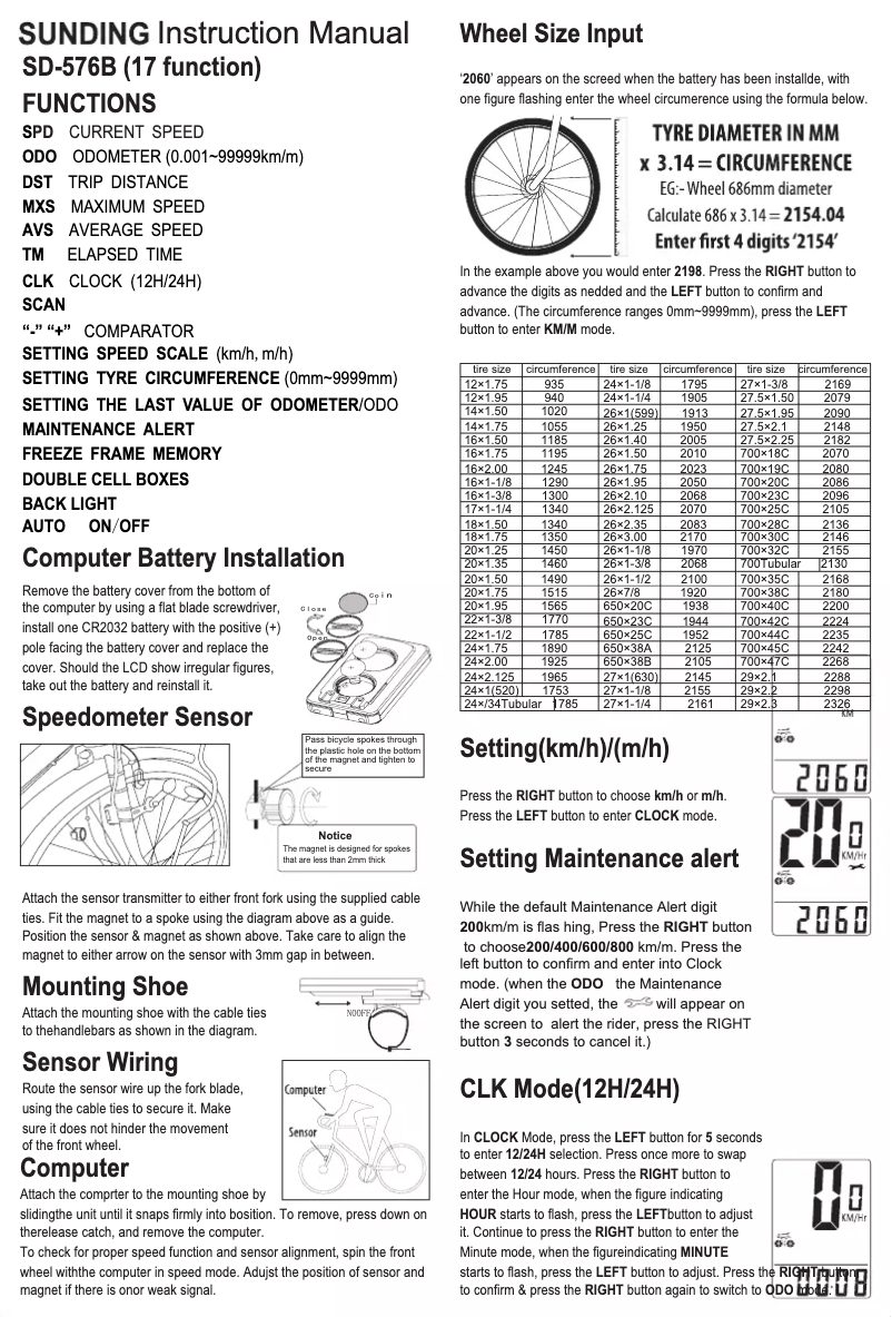 Page 1 de la notice Manuel utilisateur Sunding SD-576B