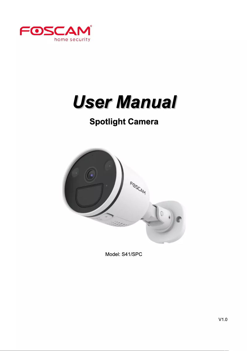 Page 1 de la notice Manuel utilisateur Foscam S41