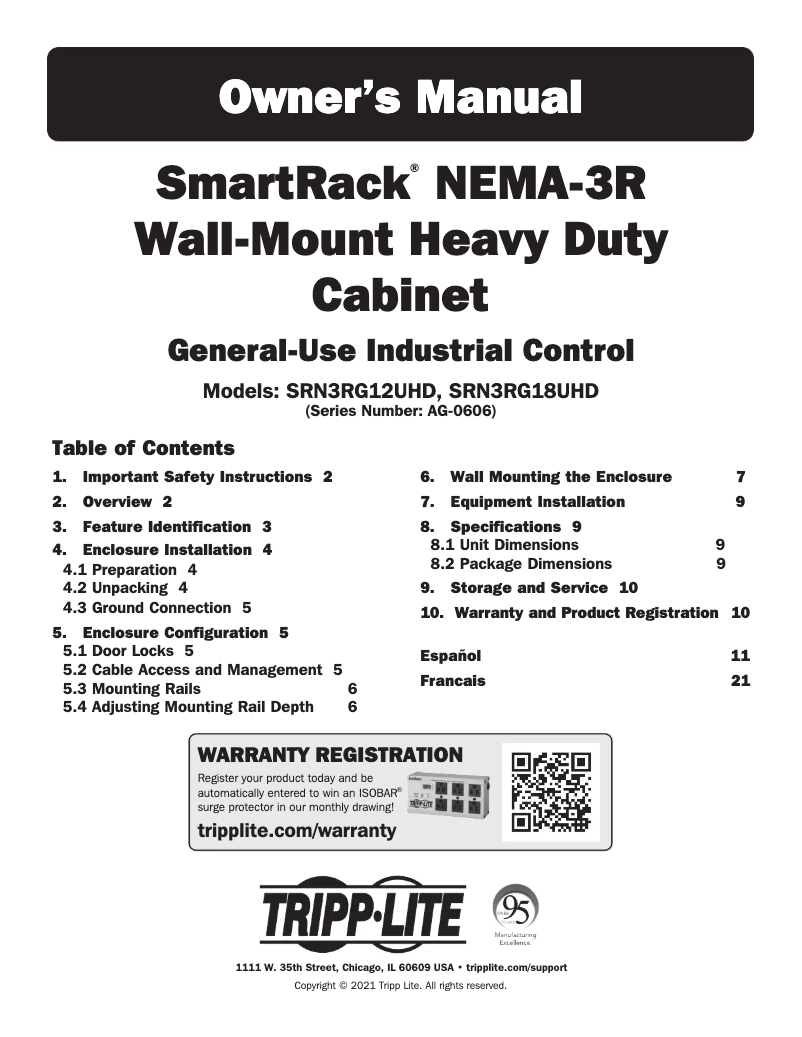 Page n°1 - Manuel utilisateur Tripp Lite SRN3RG18UHD