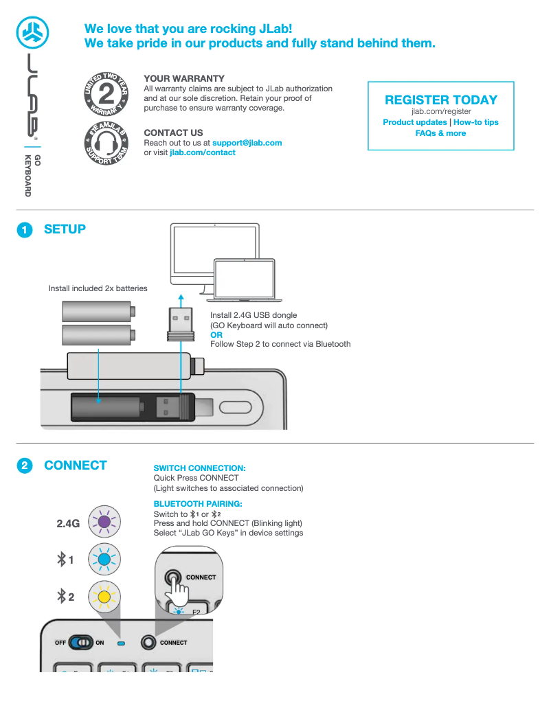 Page n°1 - Manuel utilisateur JLab GO Keyboard