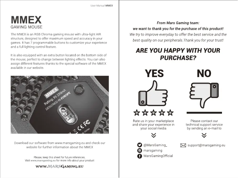 Page 1 de la notice Manuel utilisateur Mars Gaming MMEXP