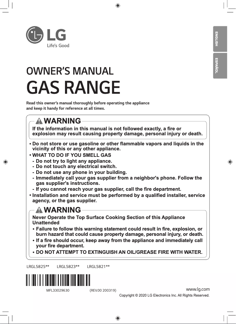 Page 1 de la notice Manuel utilisateur LG LRGL5825D