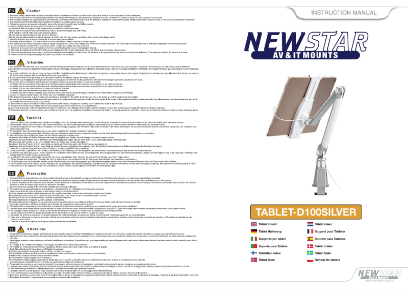 Page 1 de la notice Manuel utilisateur Newstar TABLET-D100SILVER