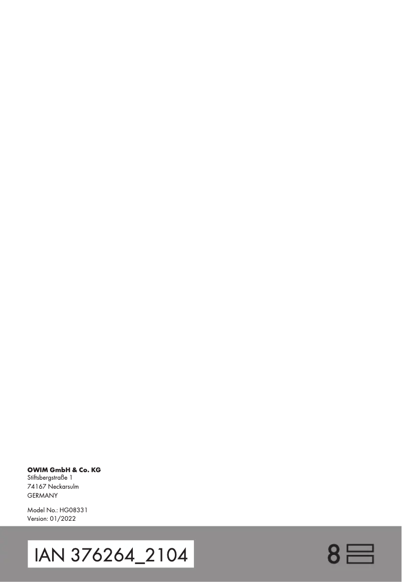 Page n°1 - Manuel utilisateur Parkside HG08331