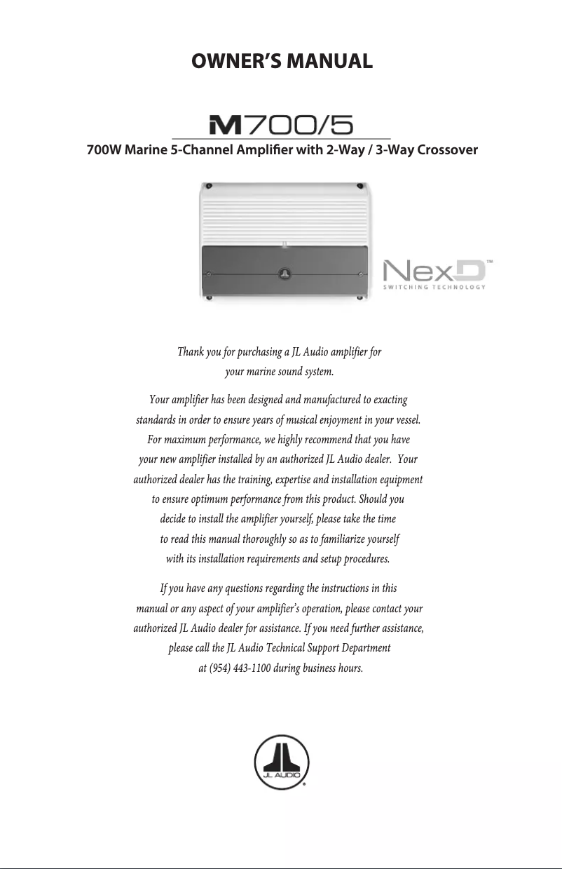 Page n°1 - Manuel utilisateur JL Audio M700/5