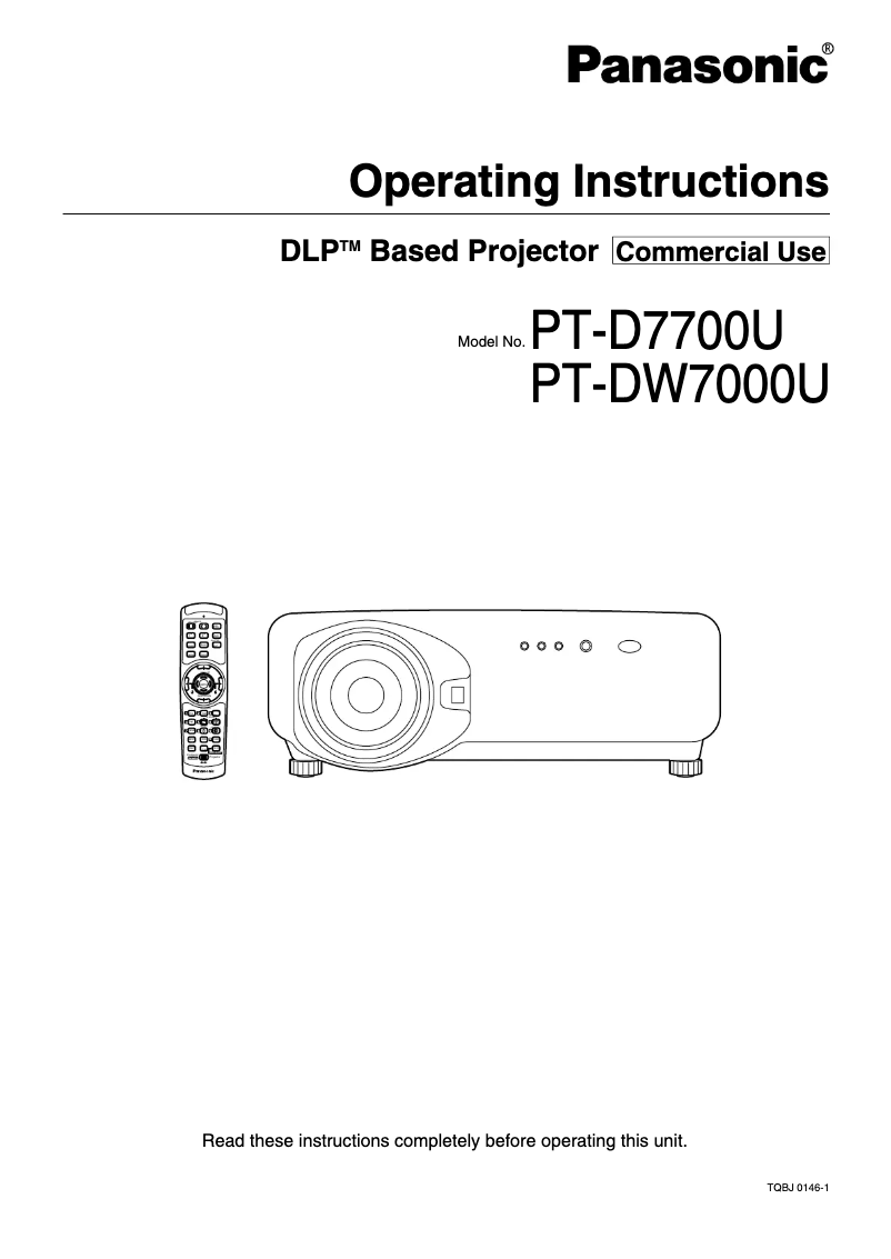 First page image of the manual for PT-DW7000U