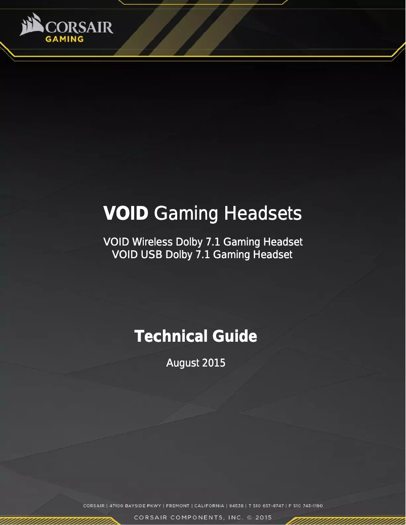 Page 1 de la notice Manuel utilisateur Corsair VOID Wireless CA-9011135