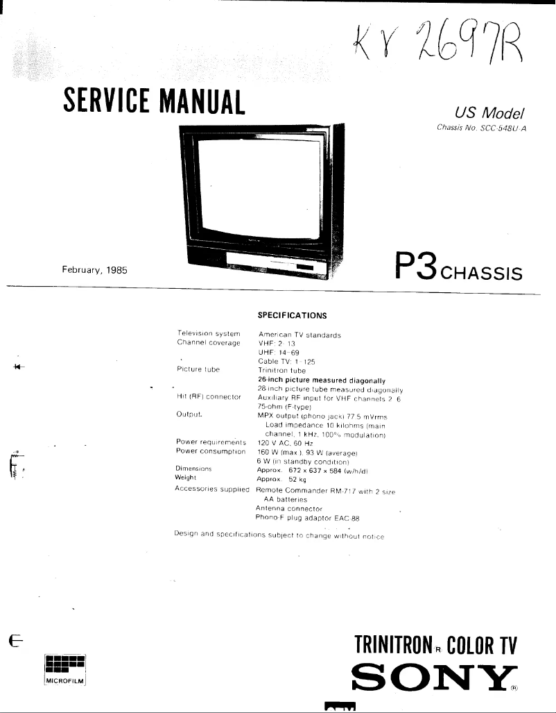 Image de la première page du manuel de l'appareil KV-2697R