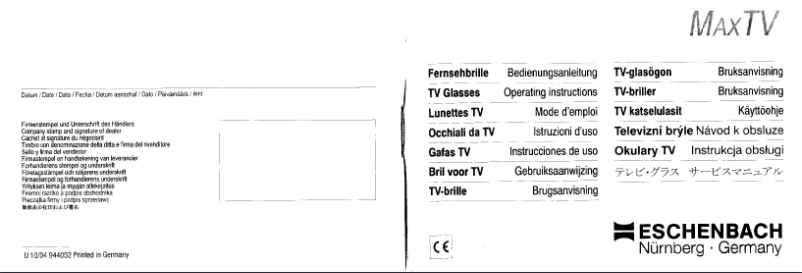 Page 1 of the manual User Manual Eschenbach MaxTV
