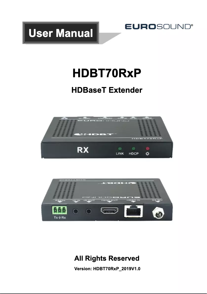 Page 1 de la notice Manuel utilisateur Eurosound HDBT70RxP