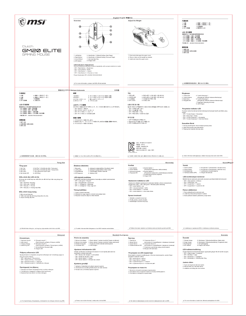 Page 1 de la notice Manuel utilisateur MSI Clutch GM20 Elite