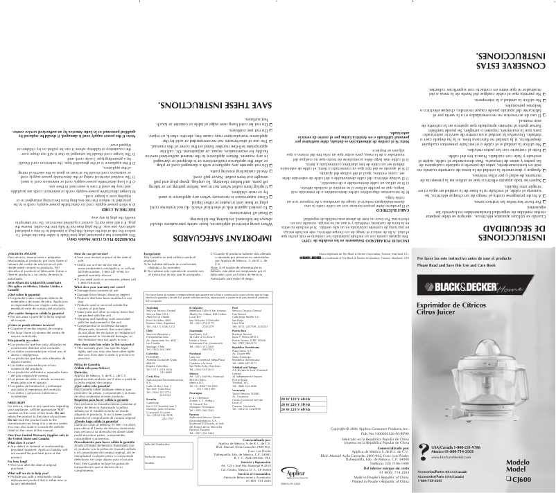 Image de la première page du manuel de l'appareil CJ600