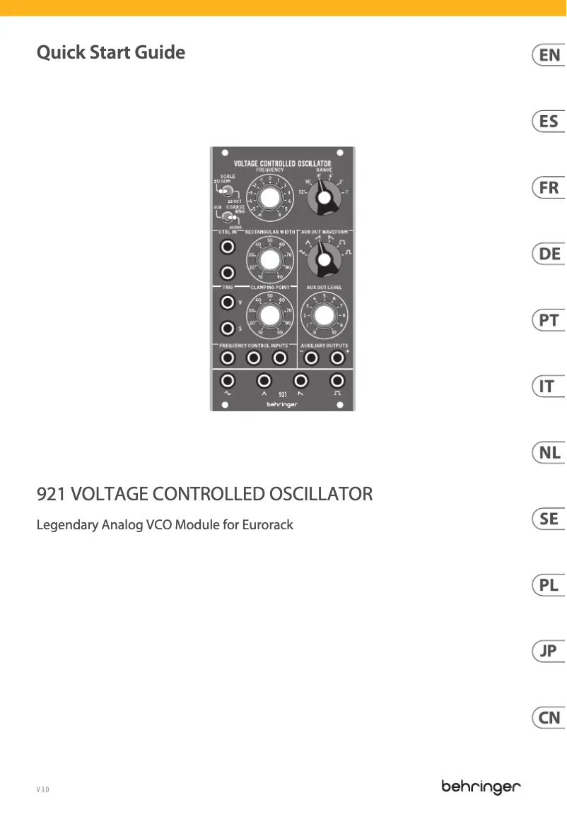 Image de la première page du manuel de l'appareil 921 Voltage Controlled Oscillator