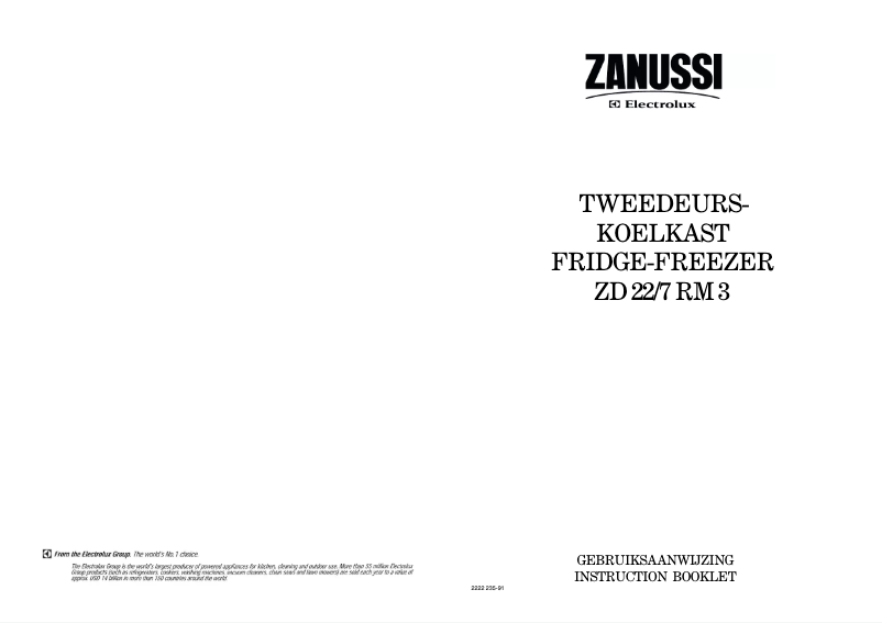 Page n°1 - Manuel utilisateur Zanussi-Electrolux ZD 22/7 RM3