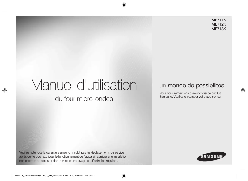 Image de la première page du manuel de l'appareil ME711K