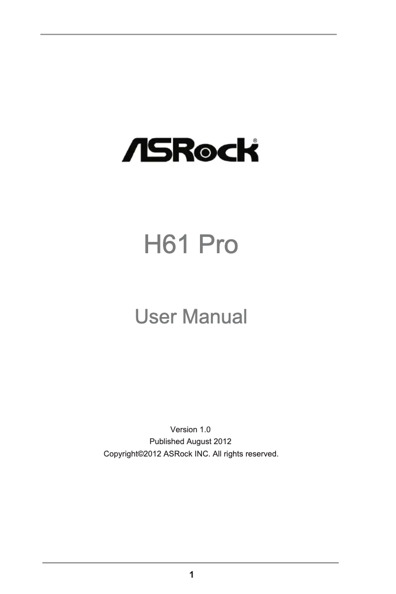Image de la première page du manuel de l'appareil H61 Pro