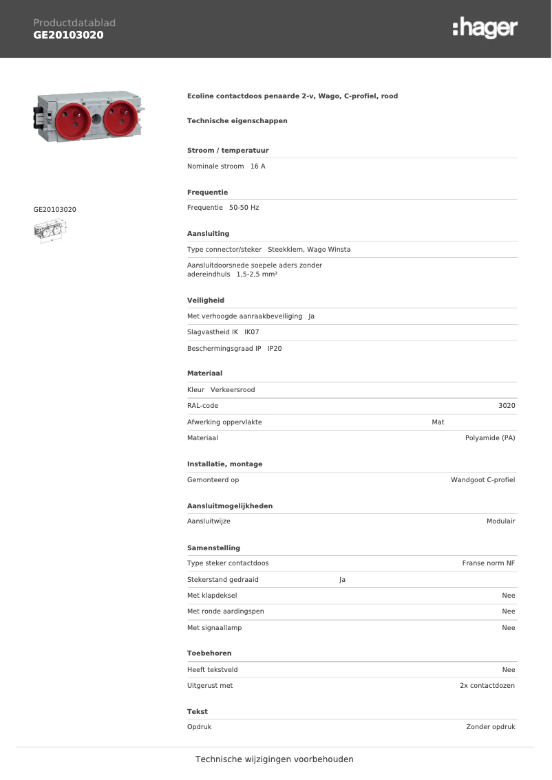 Page 1 de la notice Manuel utilisateur Hager GE20103020