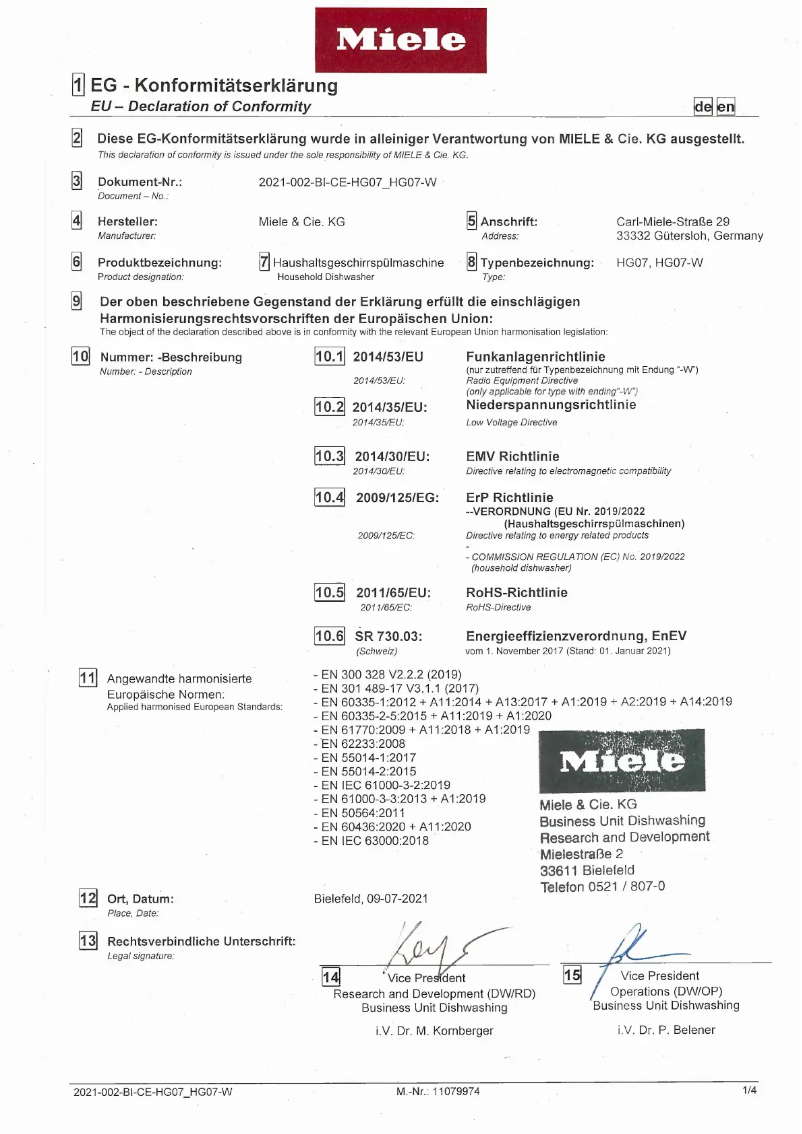 Page 1 de la notice Mode d'emploi Miele G 5000 U Active