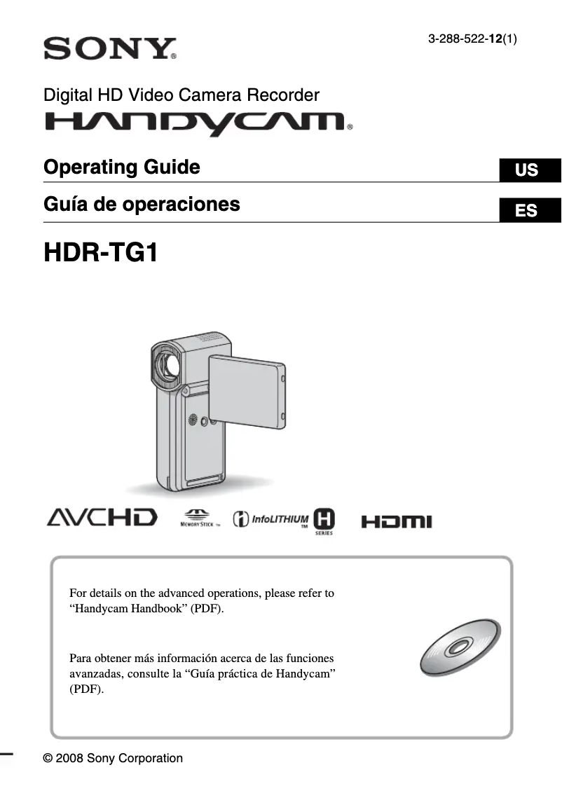 Page n°1 - Manuel utilisateur Sony HDR-TG1