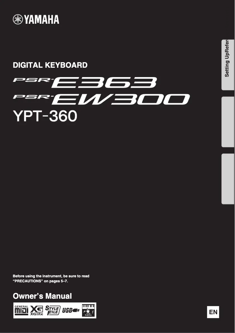 Page 1 of the manual User Manual Yamaha PSR-EW300