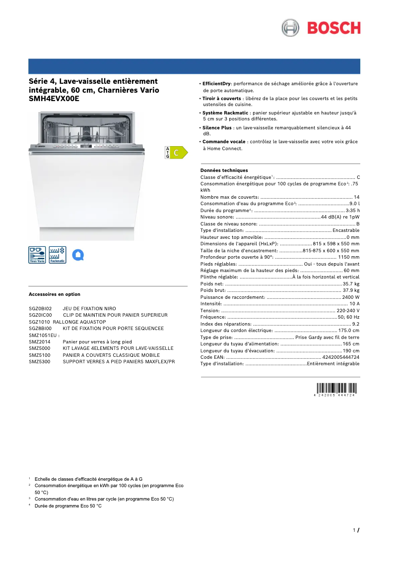 Página 1 del manual Manual de usuario Bosch SMH4EVX00E