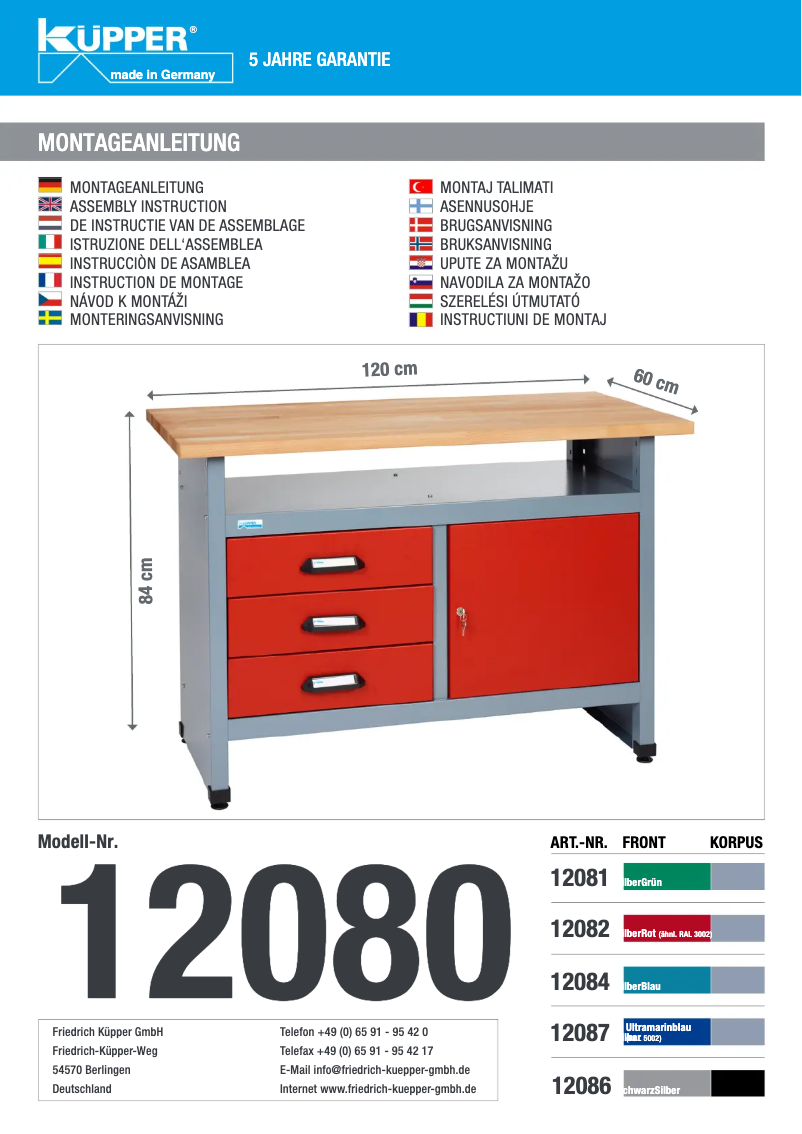 Page 1 de la notice Manuel utilisateur Küpper 12082