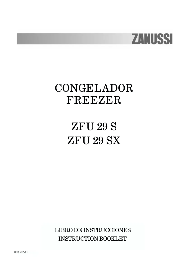 Image de la première page du manuel de l'appareil ZFU 29 SX