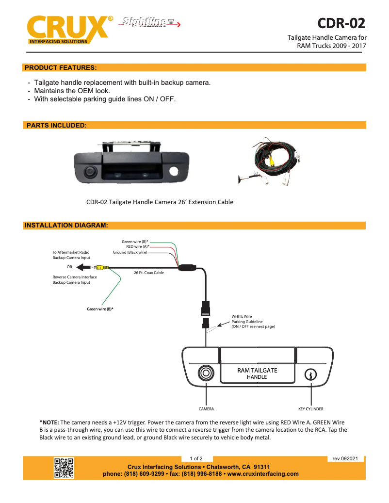 Page 1 de la notice Manuel utilisateur CRUX CDR-02