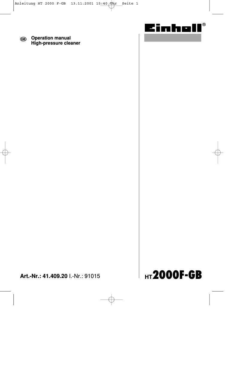 Image de la première page du manuel de l'appareil HT 2000F-GB