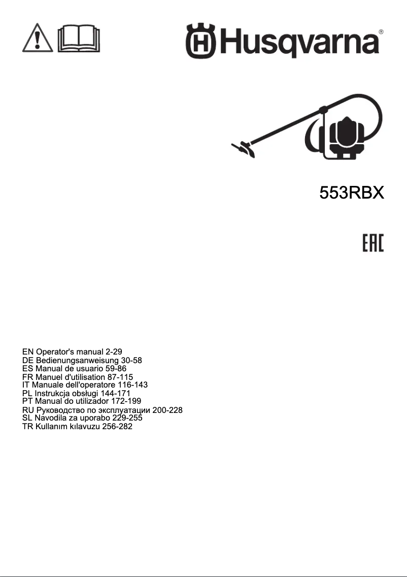 Page 1 de la notice Manuel utilisateur Husqvarna 553RBX