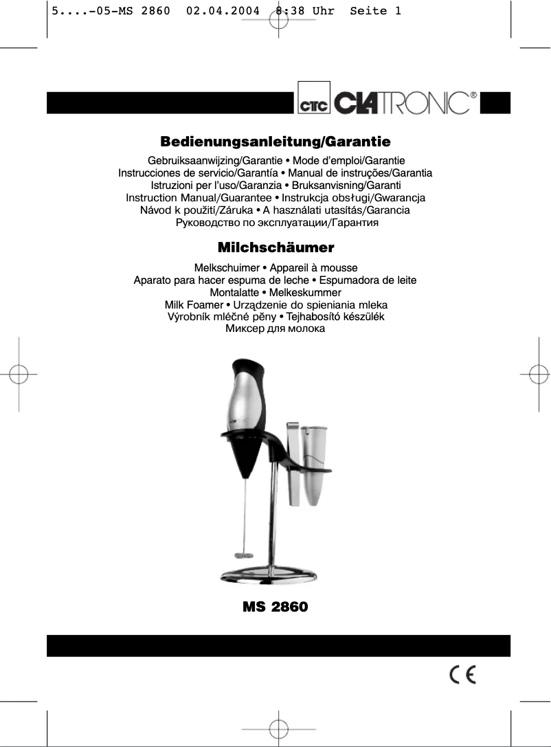 Page 1 de la notice Manuel utilisateur Clatronic MS 2860