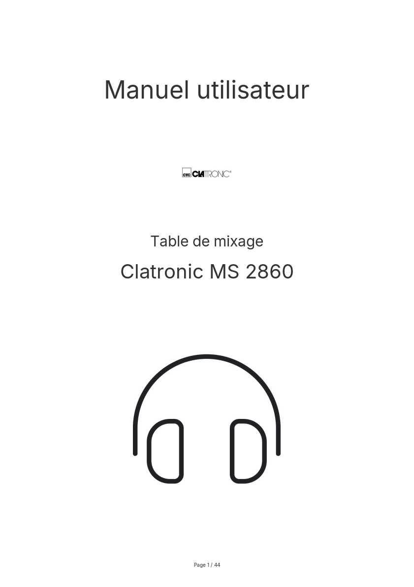 Page n°1 - Manuel utilisateur Clatronic MS 2860
