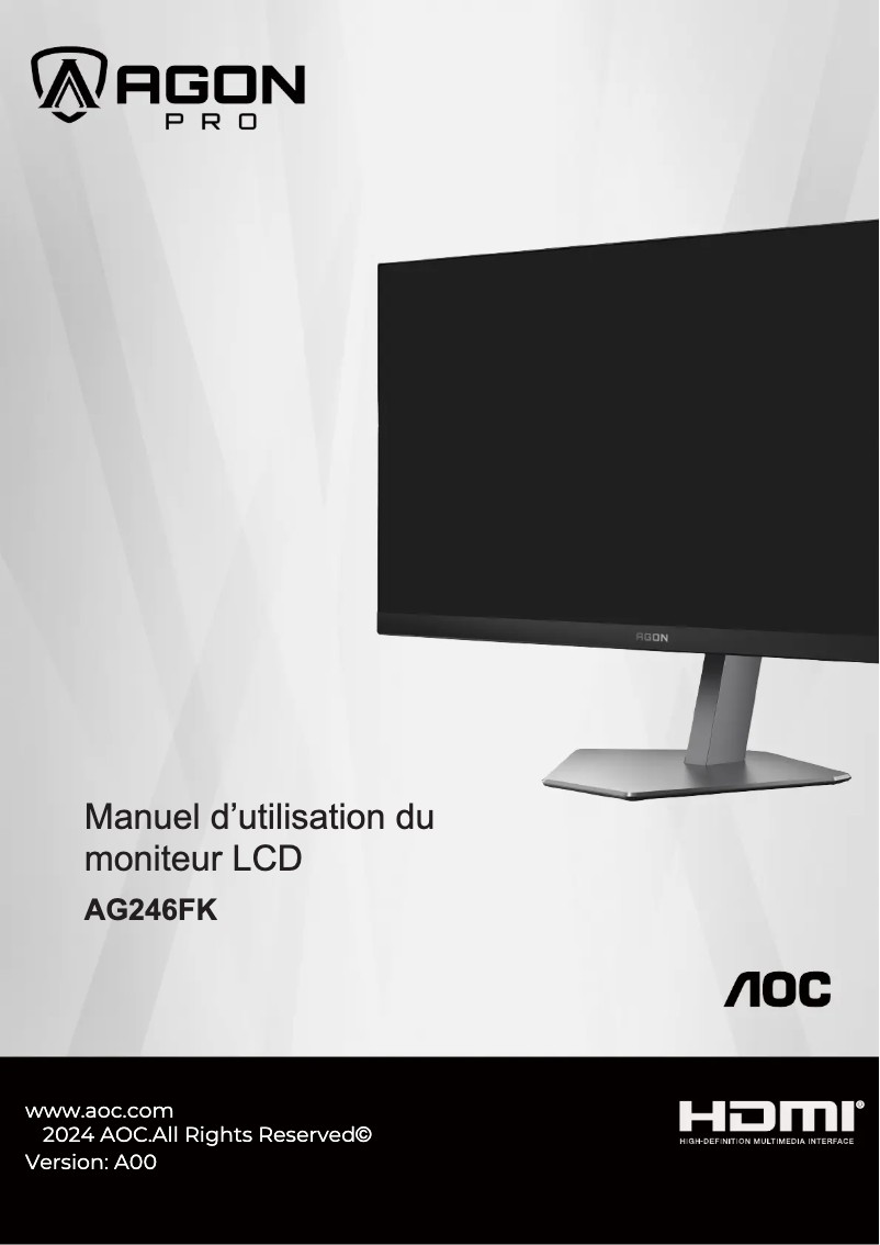 Page n°1 - Manuel utilisateur AOC AGON Pro AG246FK